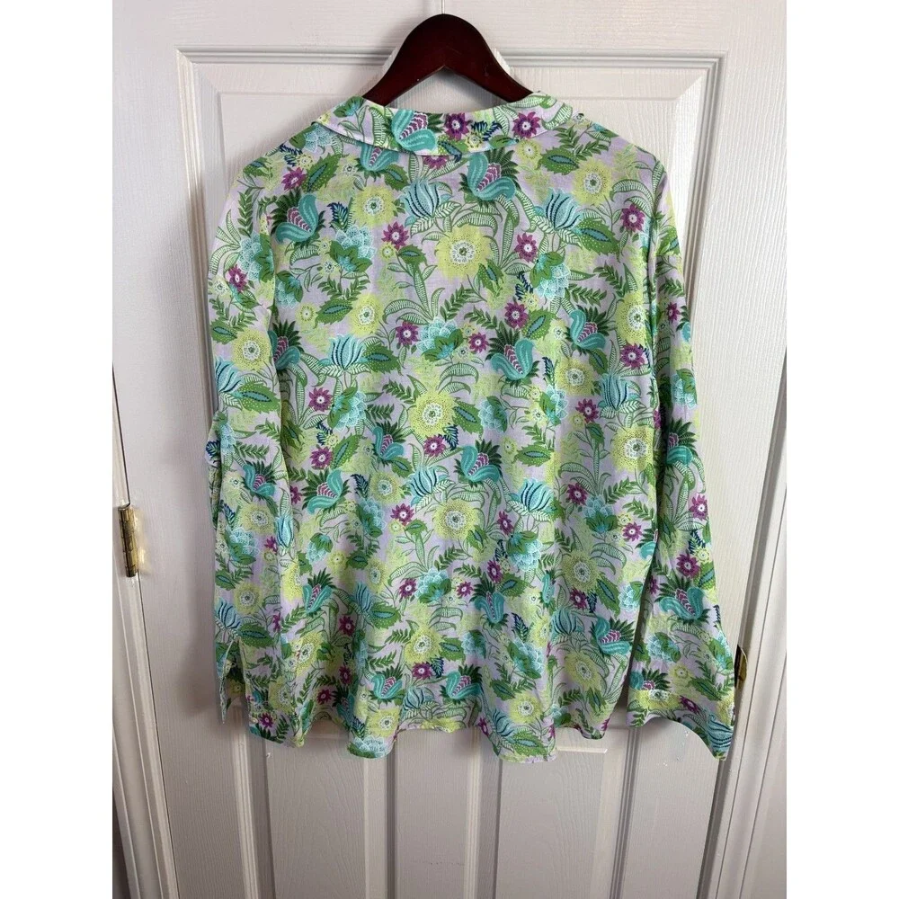 J Jill Silk Blend Light Airy Beach Summer Top Floral Oversized XL - 441 - Picture 6 of 7